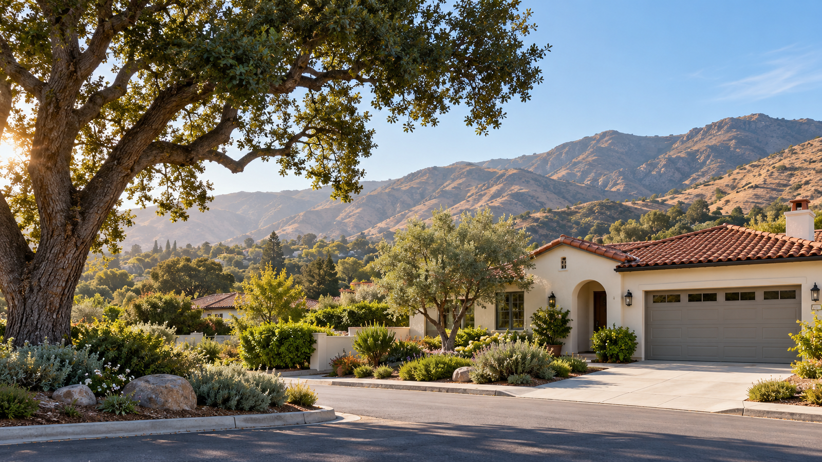 Illustrative home in the Southern California foothills